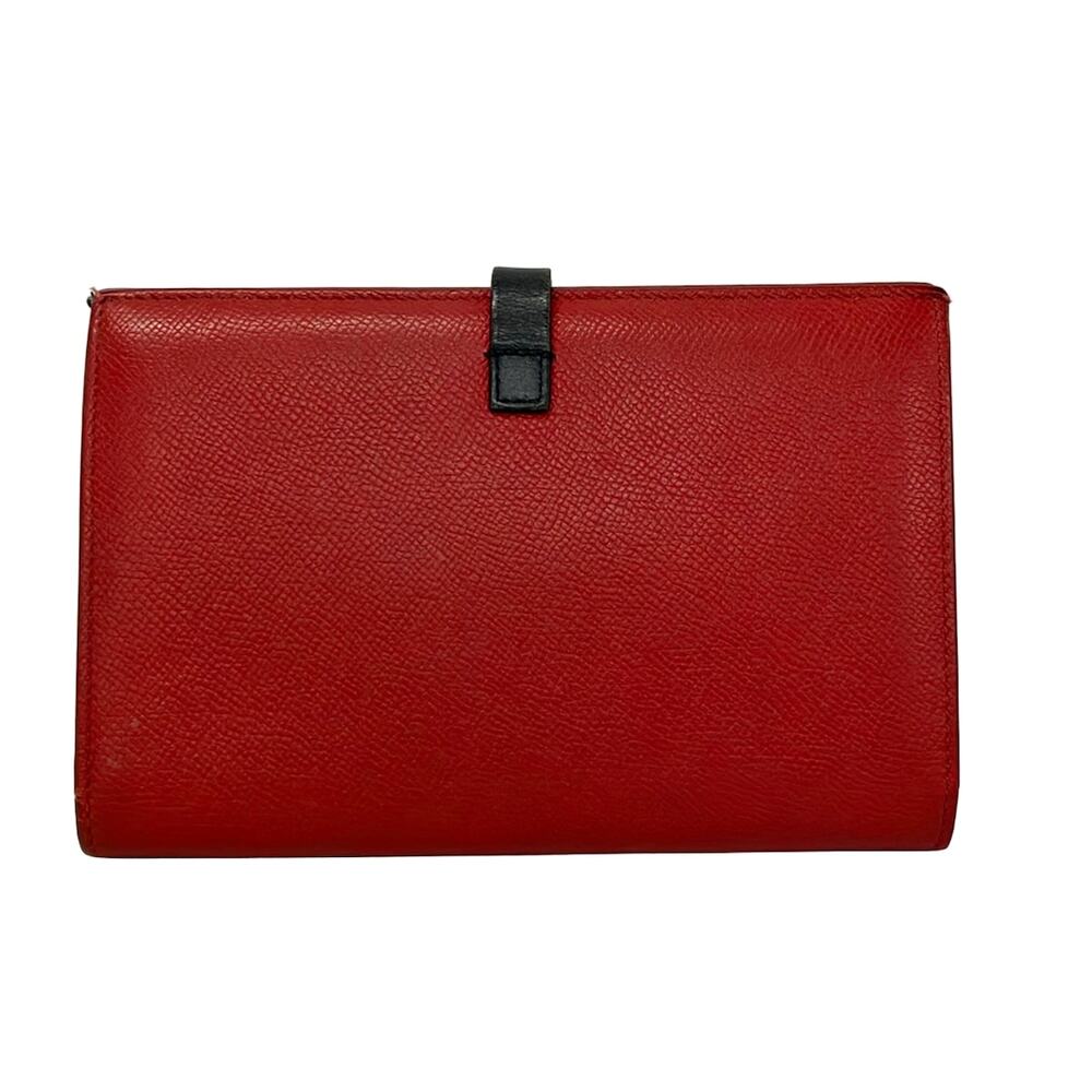 Celine Large Strap Wallet Long Wallet Red Dark Navy - Picture 2 of 9